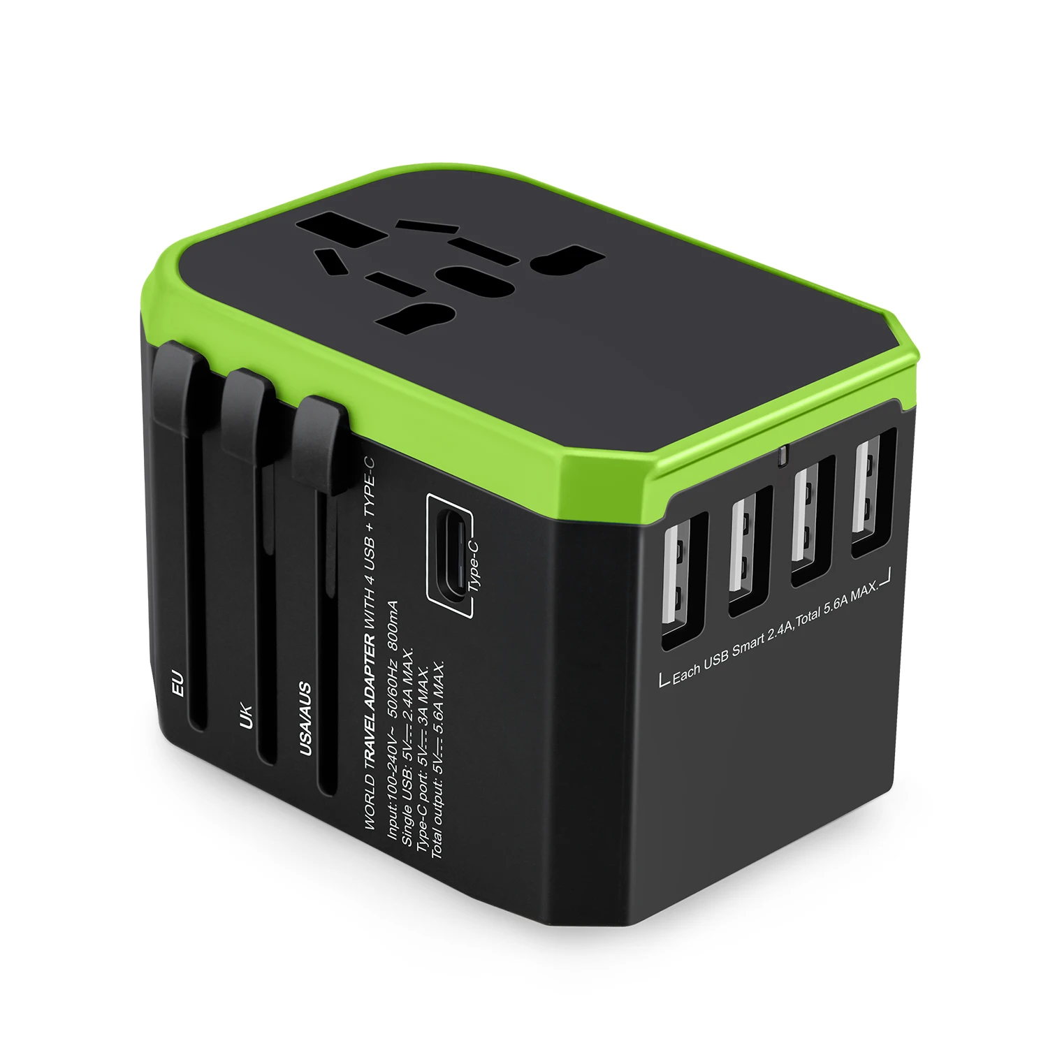 

2019 Latest smart USB port electrical plugs socket fast charger universal travel adapter Type C adaptor
