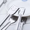 Smliely face stainless steel integral perforated food clip bread folder barbecue folder steak folder tableware Kitchen