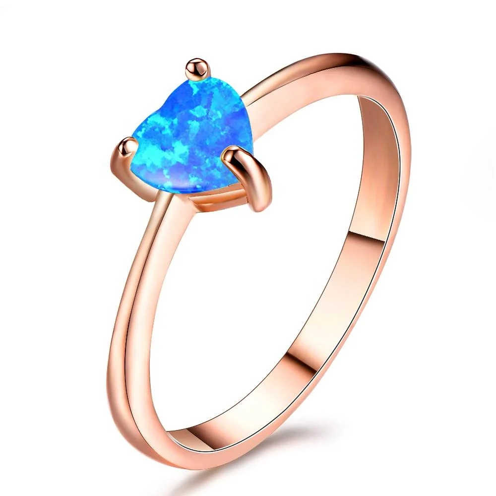 

Cute Rose Gold White Opal Heart Ring Wedding Rings Wholesale