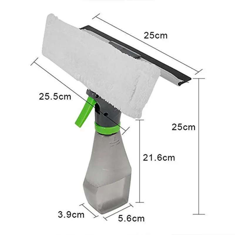 3 In 1 Multipurpose Handheld Window Cleaner With Spray Bottle 25cm