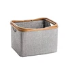 Folding Fabric Clothes Organizer wholesale Multifunctional toys storage basket natural bamboo clothing storage hamper