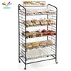 supermarket customized adjustable bakery display metal bread shelf with sign holder