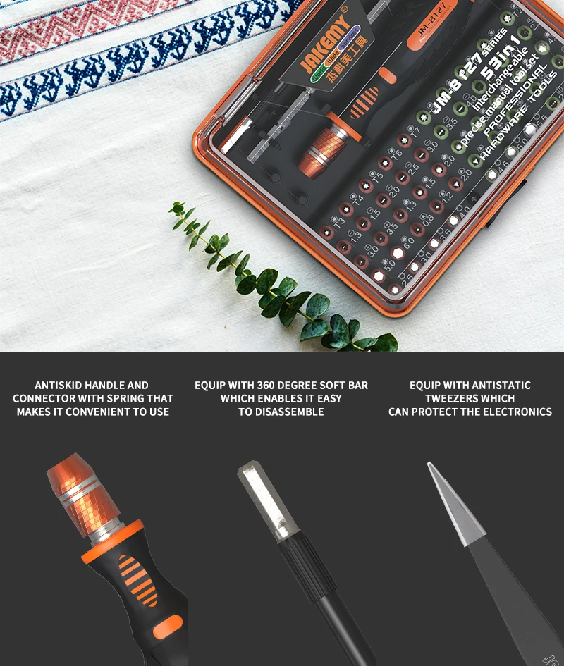 JAKEMY 8127 53 IN 1 Professional Mini Screwdriver Set DIY Repair Tool Kit for Cellphone Laptop Electronic Products
