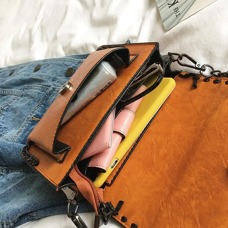 
Fashion chain bag female rivet handbag all match Shoulder Messenger Bag with one single wide strap 