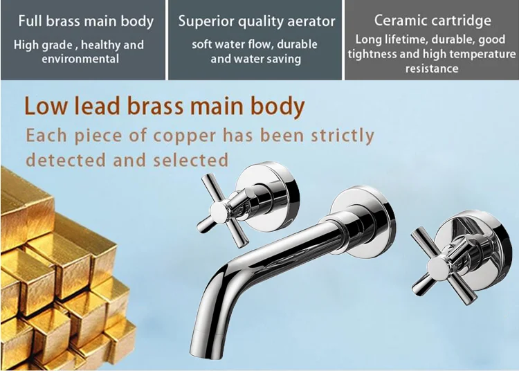 Basin bathtub dual-use faucet Chrome Wall Mounted three hole Rotary basin faucet