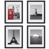 4Pcs 11x14 Picture Frame with Mats for 8x10 Documents Black Wood Photo Frame Wall Mounting Material Included(Both Vertical and H