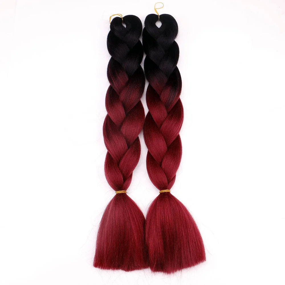 
High Temperature Fiber Synthetic Pre Stretched Extension Wholesale 24inch 100g Jumbo Braiding Hair Bulk 