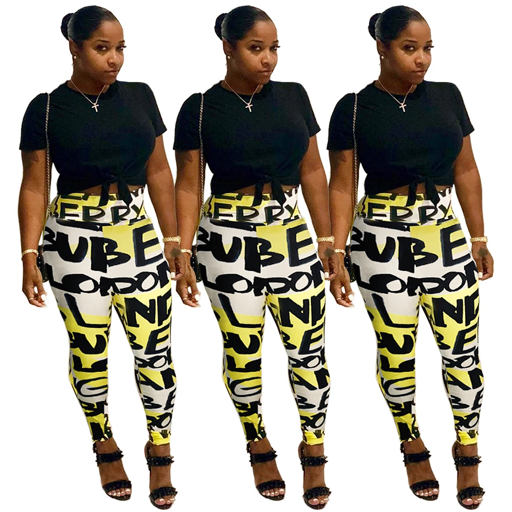 

Women's Fashion sexy letter printed long skinny pencil pants
