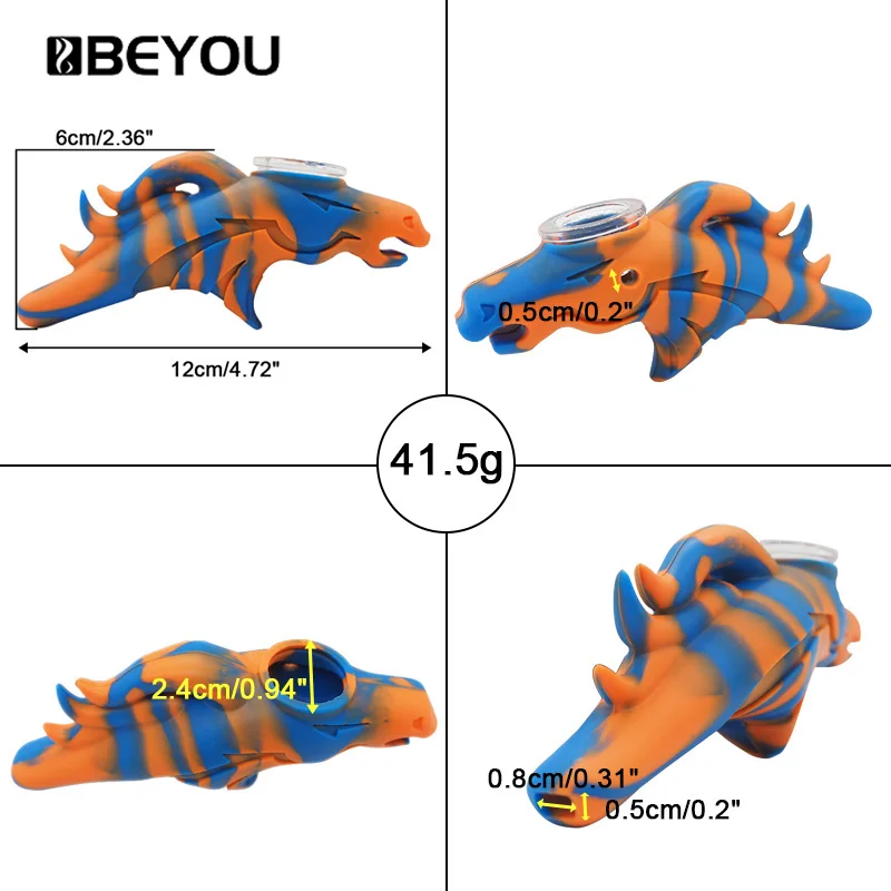 Beyou New Design Wild horse Metal Bowl Silicone Tobacco Smoking Pipe