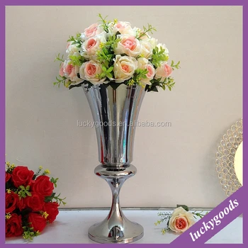 Ldj513 Silver Trumpet Wedding Centerpiece Vases For Wedding And