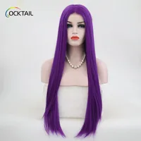 

Factory wholesale high temperature fiber purple colour synthetic front lace wig