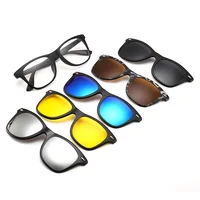

2208A Superhot Eyewear 5Pcs Clip-on Sunglasses Polarized Magnetic lens Plastic Frame Night Driving Glasses