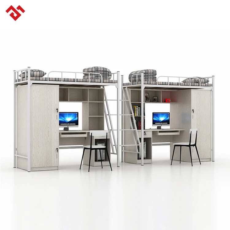 سرير مزدوج بطابقين رخيص مع مكتب وخزانة ملابس