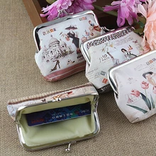 Women Flower Printed Hasp Zero Purse Clutch Bag Key Coin Card Holder Wallet 9FWE