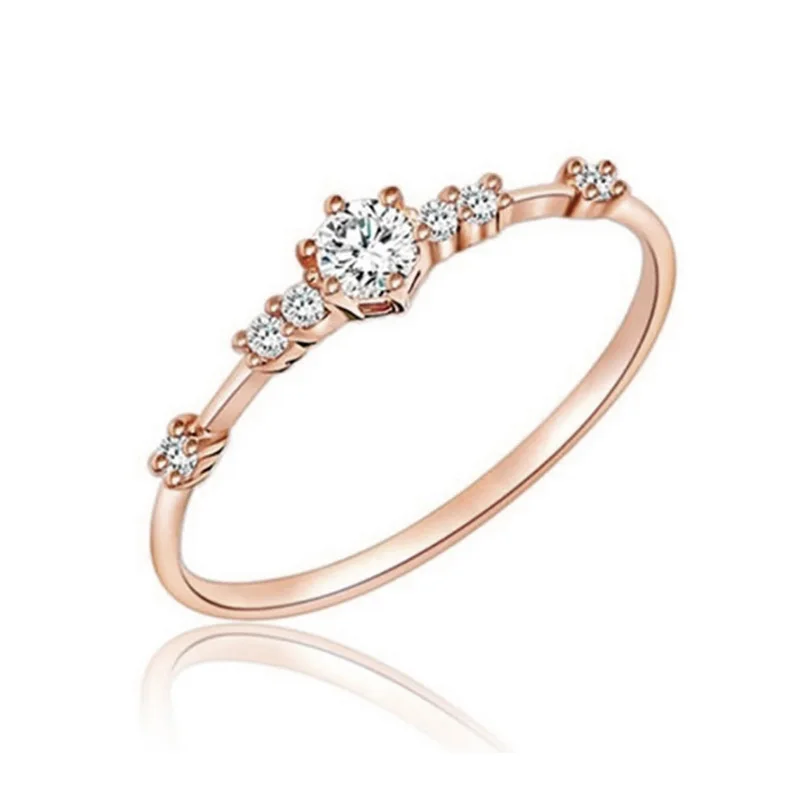 

Fashion 14k Gold Plated Silver Gold Small Crystal Zircon Wedding Engagement Finger Rings for Women, Rose gold,silver , gold