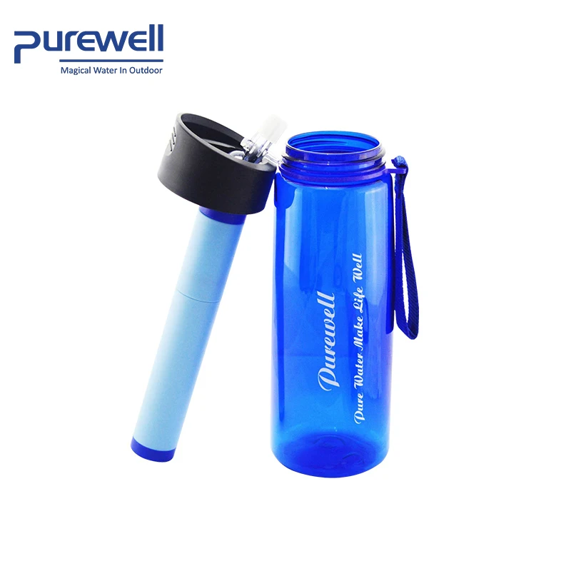 

Outdoor use plastic sports filter water bottle for backpacking, Blue
