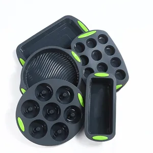 Image of FDA standard 5 piece silicone bakeware molds set for cake