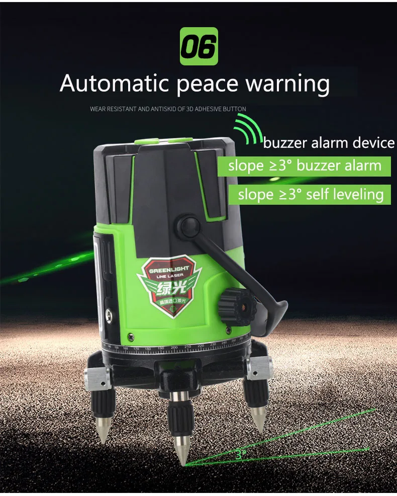 Nivel Laser 5 Lines 6 Points Green/red Laser Level Kit 360 Degree