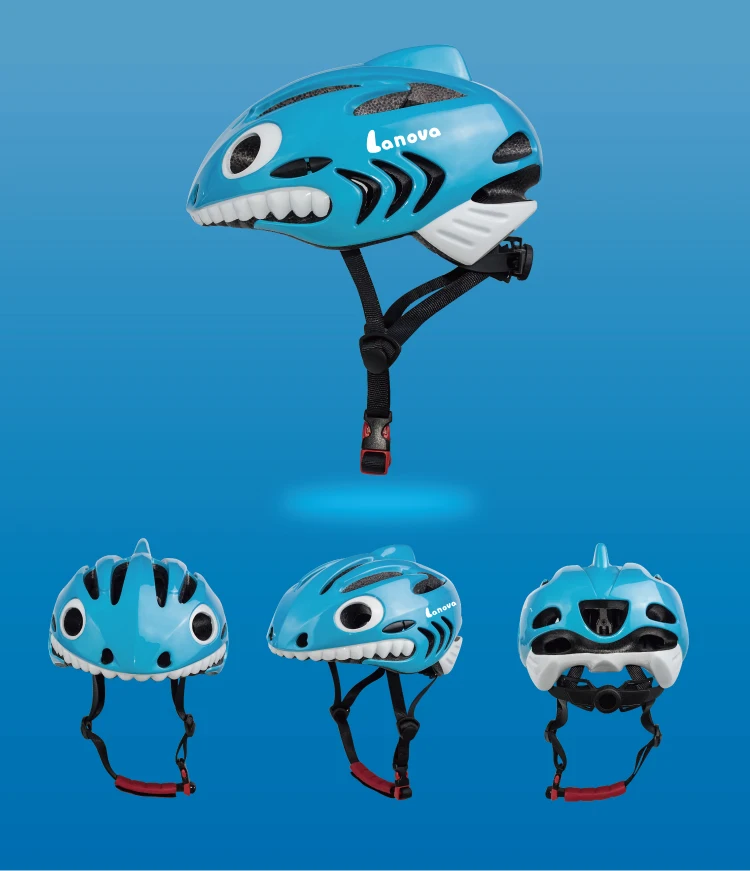 孩子们可爱的形状滑板头盔 -- 鲨鱼形状的头盔为孩子 inmold 风格