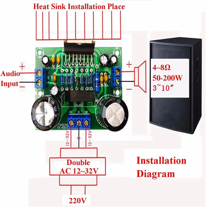 Tda7293 Digital Audio Amplifier Amp Board Mono Single Channel Ac 12v ...