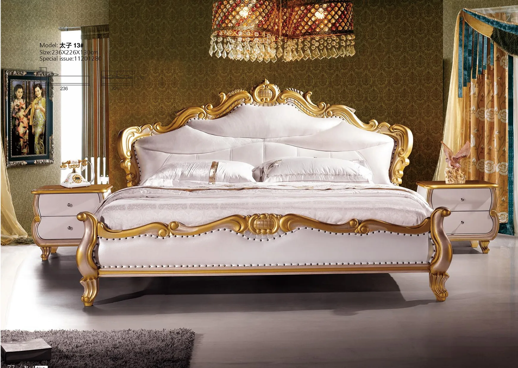 Hot-sale French Luxury princess antique leather beds