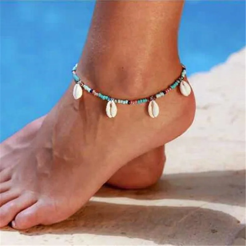 

Boho Beach Layered Rope Anklet Bracelet Handmade Foot Jewelry for Women Teen Girls, Photo
