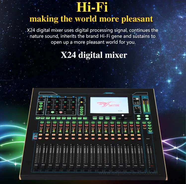 X24 professional 24 channel audio mixer digital
