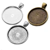 25mm fashion necklace charms for jewelry making heart angle round women silver custom logo photo bulk blank Bezel pendants trays