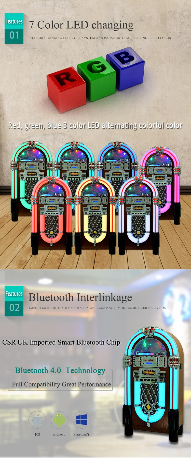 Home Audio Wurlitzer Jukebox Retro Standing Digital Cd Bt Jukebox Buy