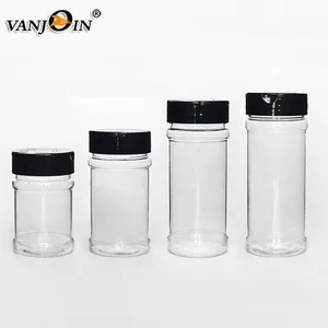 Image of Wholesale Salt Pepper Bottle PET Clear Salt And Pepper Plastic Jar 200ml Plastic Spice Shaker Bottle