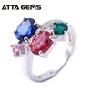 Created Emerald Sapphire Ruby Rings For Women Wedding Engagement 925 Sterling Silver Multi Color Stone Ring