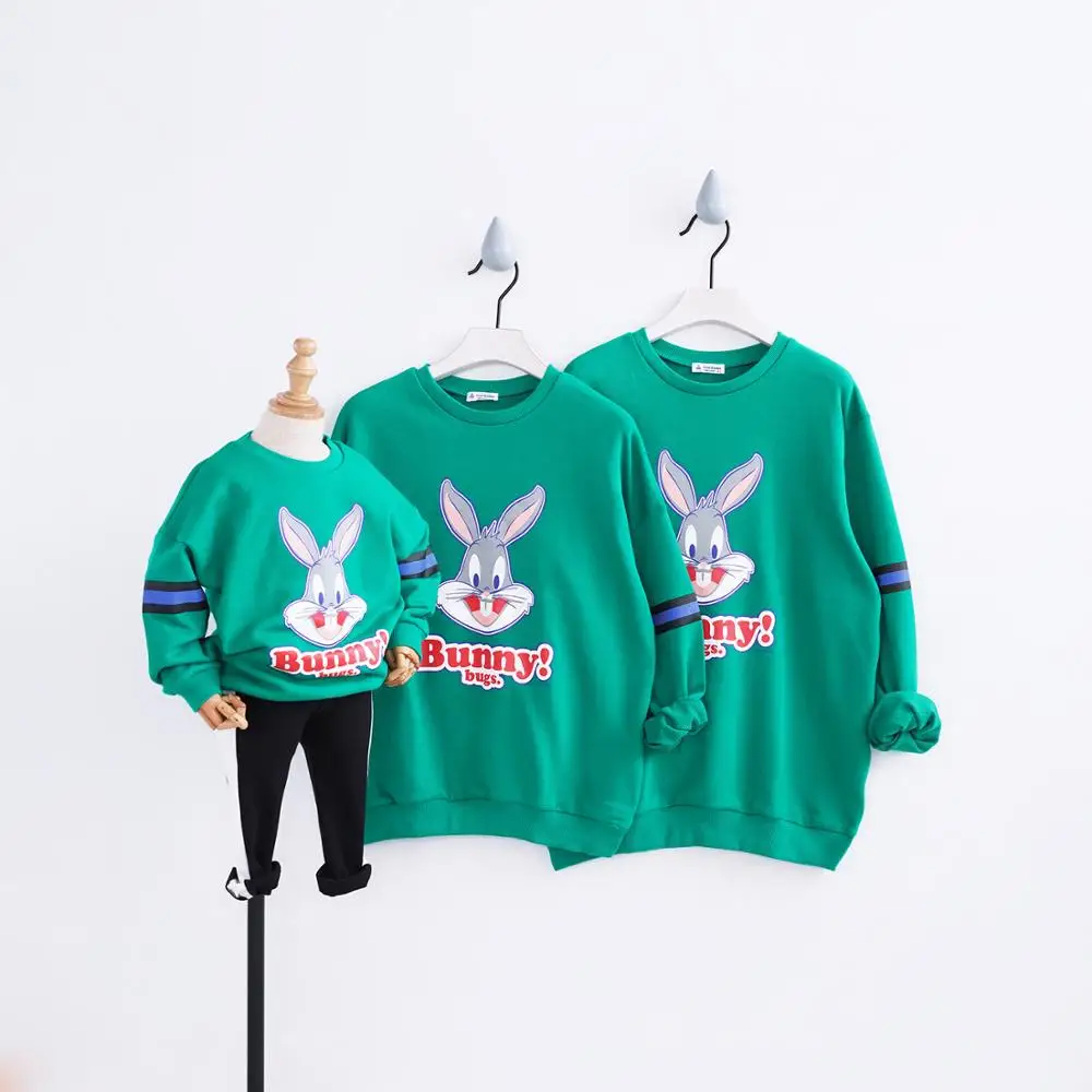 

2019 spring new children's clothing Korean version of the parent-child wear sweatshirt, Green