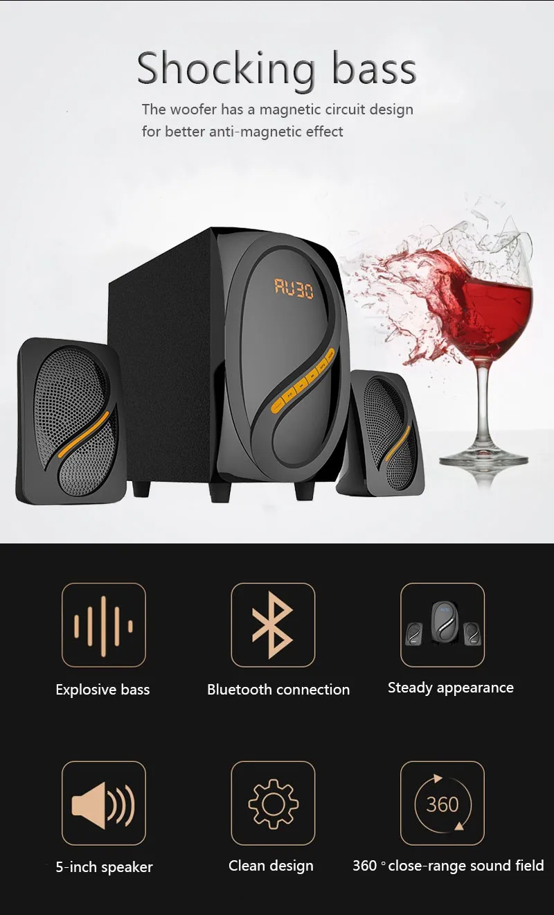 Loud Professional New Arrival Pc Speaker With High Demand 2.1 Ch