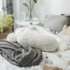 Bojay Attractive Design Wholesale White Hand Knitting 100% Acrylic Yarn Insert Included Chunky Candy Throw Pillow