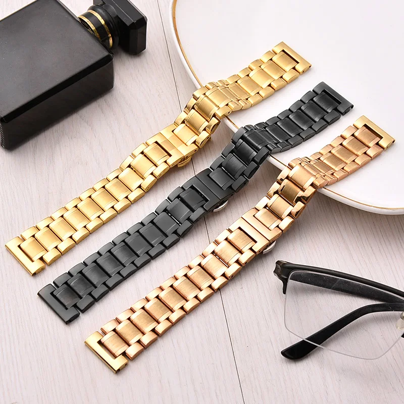 

quick release stainless steel gold watch bands, Silver black gold rose gold