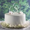 Wedding Monogram Heart Shape Cake Topper Initials Acrylic Mirror Letters Bakery Decoration