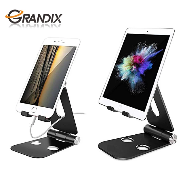 

Multi- Angle Universal Foldable Adjustable Aluminum multiple mobile Phone accessories Tablet Stand Holder for office desk bed, Silver/black