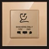 Hotel Shaver Outlet Golden Tempered Glass Shaver Socket Golden Tempered Glass Shaver Socket Panel