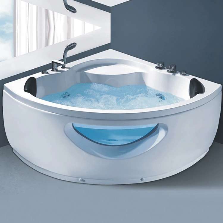 Cheap Fiberglass Two People Freestanding Whirlpool Corner Bathtub With
