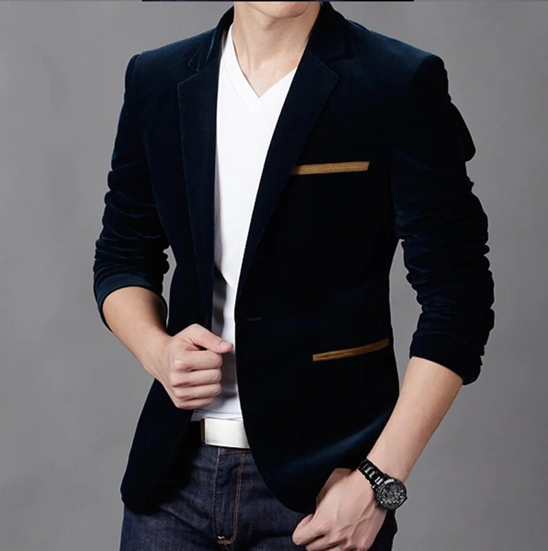 

JACKETOWN Mens Fashion Brand Blazer British's Style casual Slim Fit suit jacket male Blazers men coat