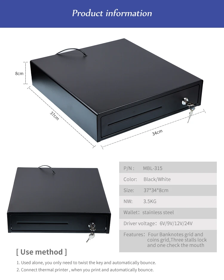 Factory Cash Drawer Supplies 6v,9v,12v,24v Pos Machine Mini Rj11 Insert