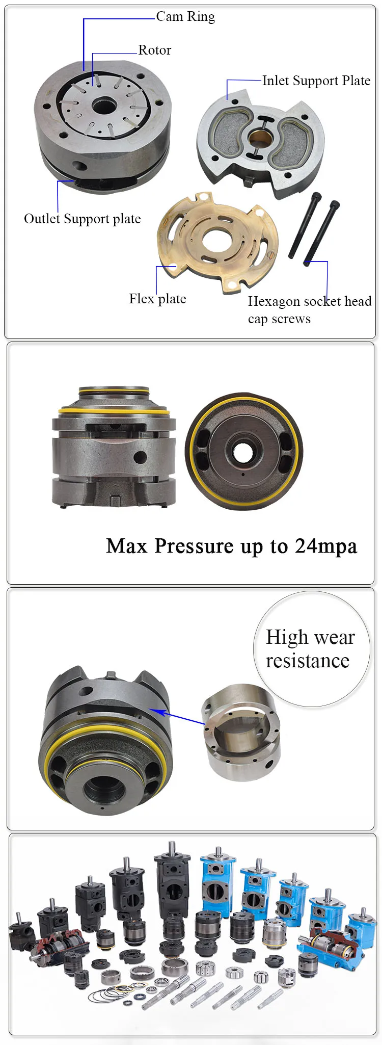 Cat Hydraulic Vane Pump Parts 6e6477 1003406 Cartridge Kit Buy Vane