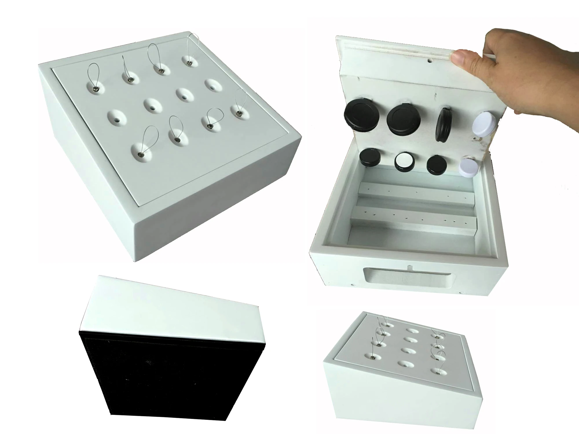 Wooden Material Retractable Ring Display Box With 12 Ring Holders Buy Retractable Display Ring