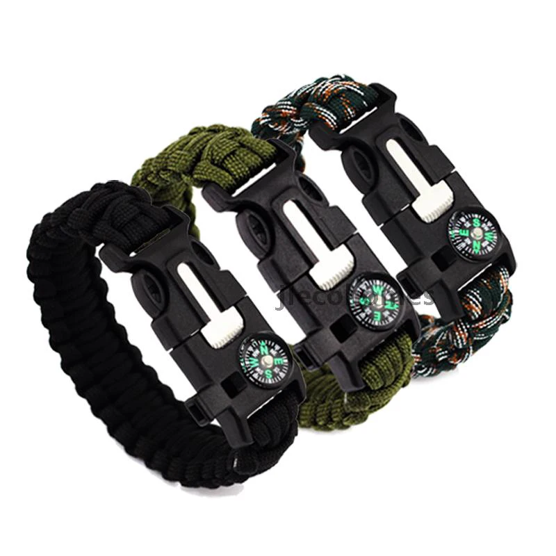 

5 in 1 compass fire whistle paracord bracelet clasp, N/a