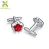 Flower shape crystal buttons business gifts cuff links set