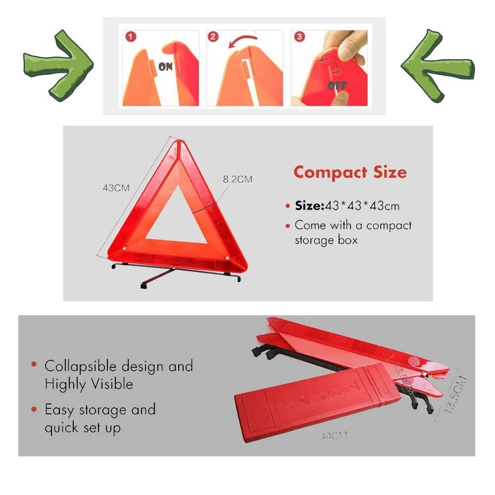 Warning Triangles,Aolvo Reflective Triangle Foldable Triangle Reflector