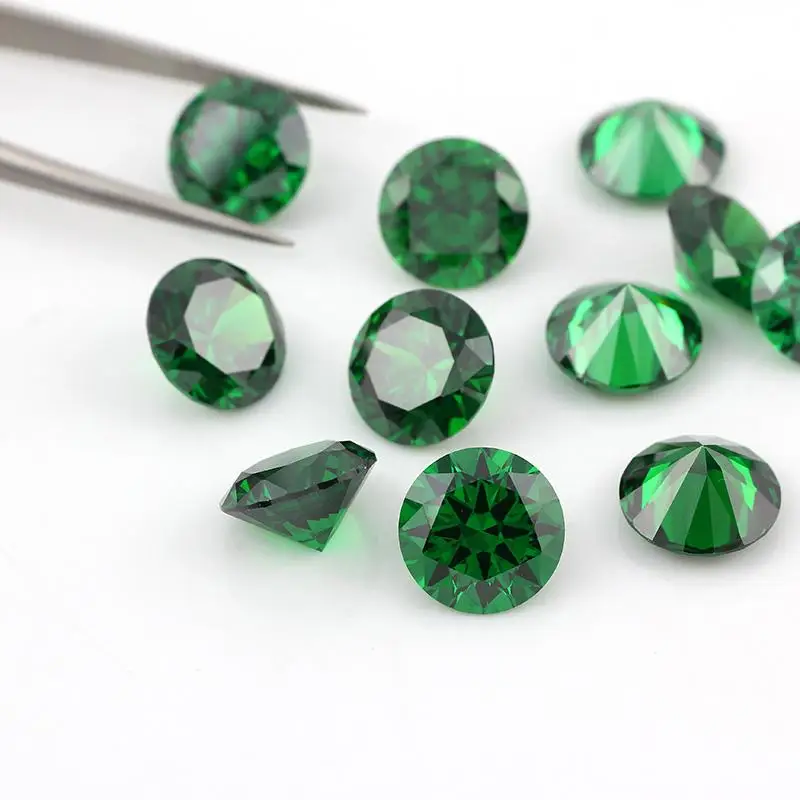 

Hot sale charming synthetic round green cz for jewelry making