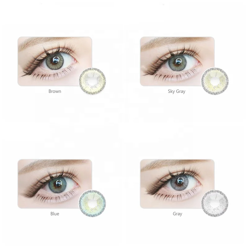 

Realcon new design cosmetic contact lens wholesale colored contacts, Brown;sky-gray;blue;gray