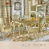 Dining Room Furniture Antique Hand Carved Wooden Table Classic Designs Gold 6 Seater Solid Wood Rectangular Dining Table Set