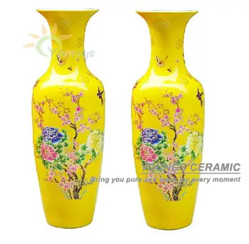 Chinese Ceramic Yellow Colour Large Decorative Floor Vases From 48inch To 88 Inches High For Wholesale And Retail Buy Yellow Vase Large Decorative